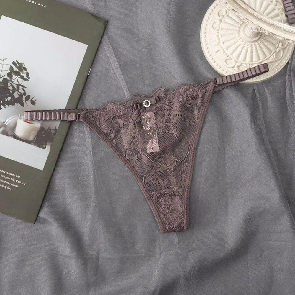 G-String Femme Dentelle Transparente Sexy - Entrejambe Coton - Nos Petits KIFF