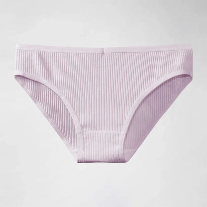 Culotte femme 100% coton — Mi-taille rayée respirante douce confortable