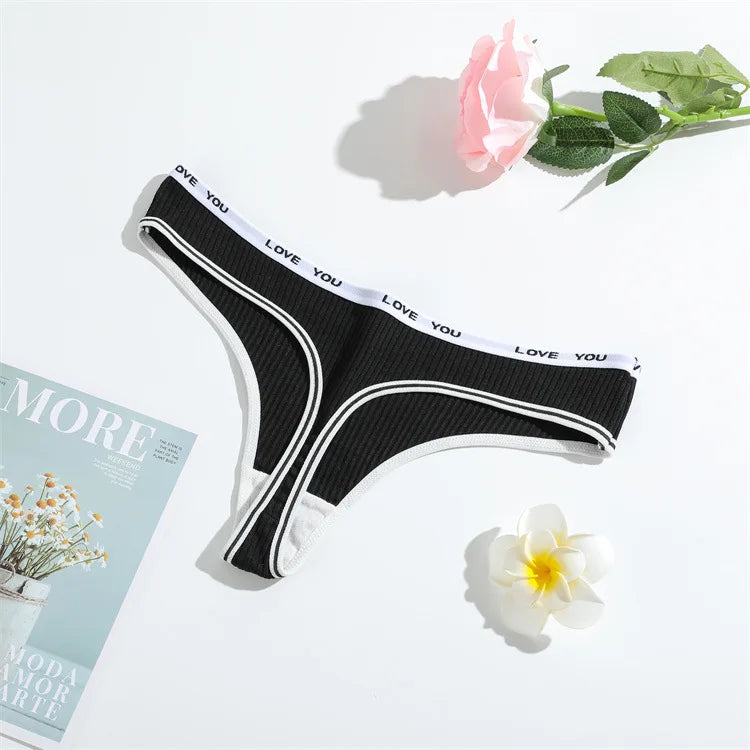 Thong coton T-back effet gainant taille basse — S-XL