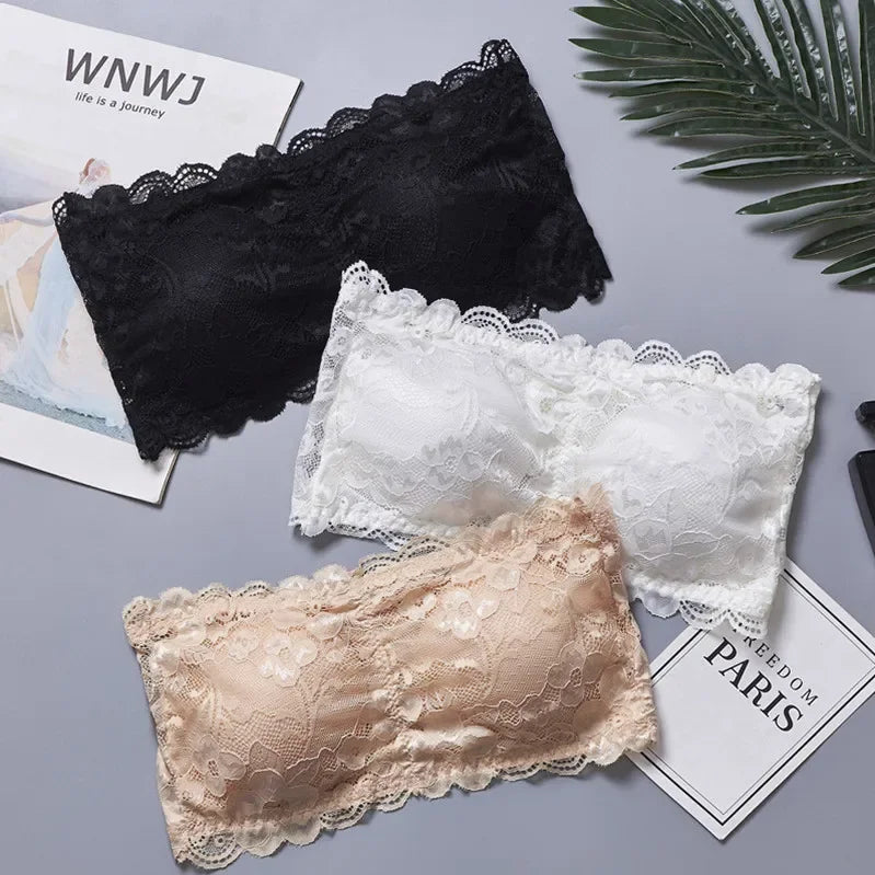 Bralette dentelle florale sans bretelles — Taille unique