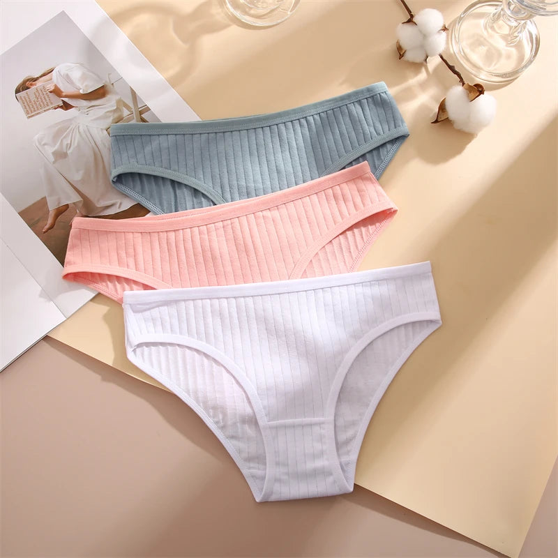 Culotte femme coton sans coutures — Taille basse respirante douce couleur unie