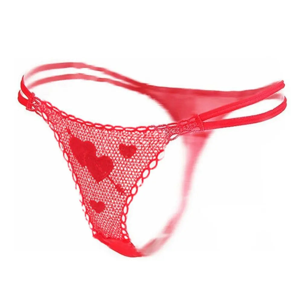 G-string dentelle rose & motifs — Taille basse