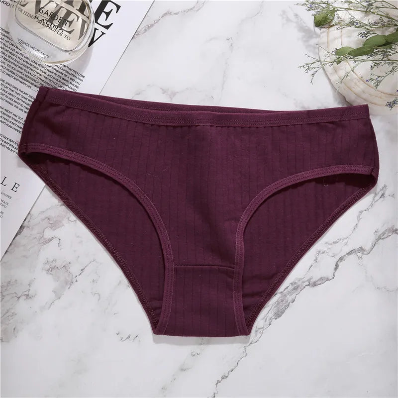 Culotte femme coton sans coutures — Taille basse respirante douce couleur unie