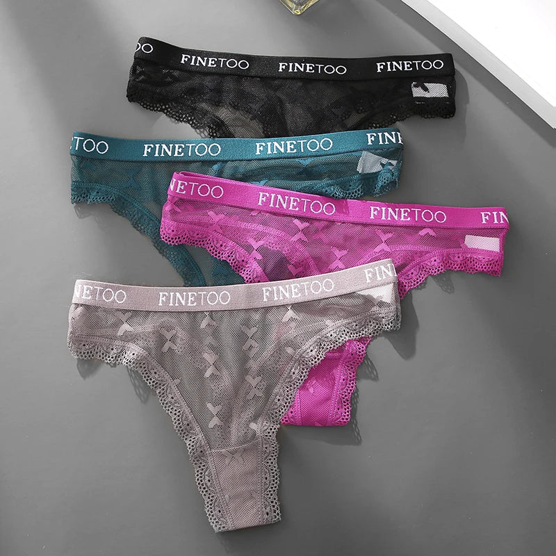 Thong femme dentelle sexy — Taille basse respirant couleur unie