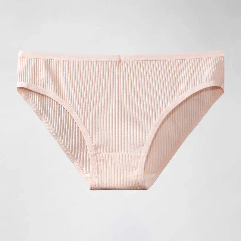 Culotte femme 100% coton — Mi-taille rayée respirante douce confortable