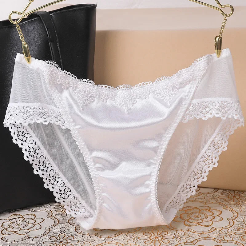 Culotte femme dentelle ultra-fine ajourée — Nylon entrejambe coton mi-taille sexy
