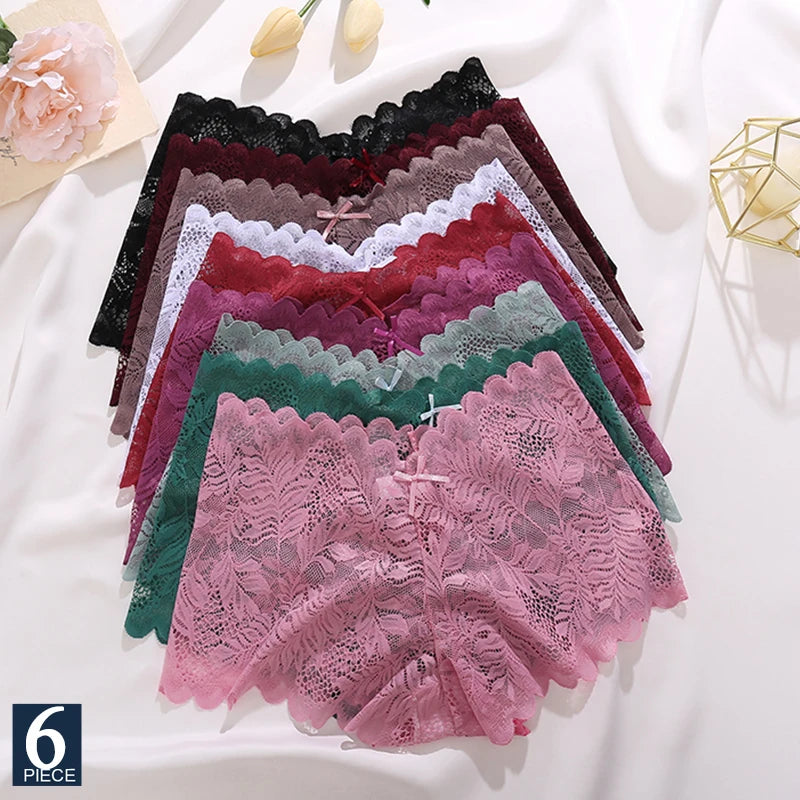 Lot 6 Culottes Dentelle Taille Haute FINETOO - Brésiliennes S-XL - Nos Petits KIFF
