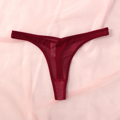 String femme sans coutures mesh translucide — Mi-taille T-back sexy
