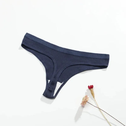 Tanga G-string femme coton — Taille basse respirant couleur unie