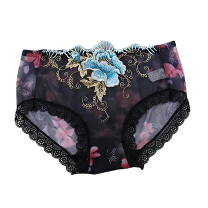 Culotte Dentelle Florale Brodée — Taille Mi-Haute M-XL