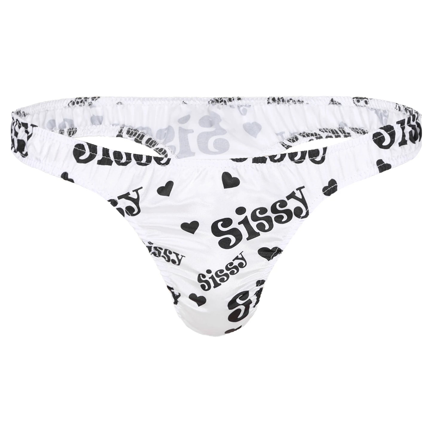 Men's Low-Rise G-String Briefs, Male Gay Sissy Panties Underwear, Soft Shiny Satin, Men's Ruffled Thong Underpants, Sexy Lingerie