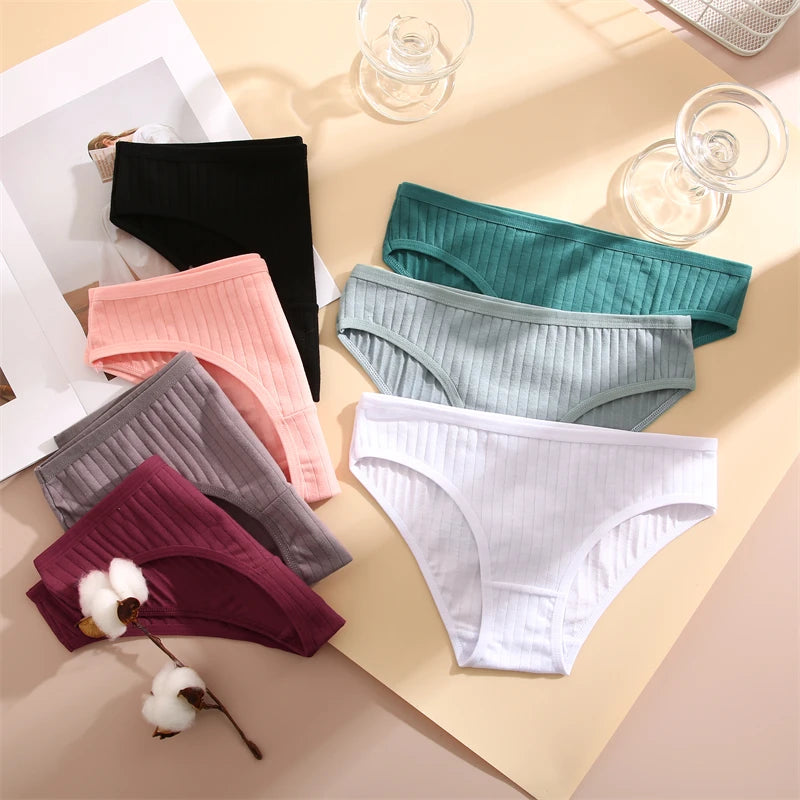 Culotte femme coton sans coutures — Taille basse respirante douce couleur unie