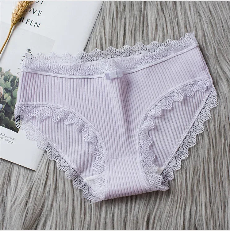 Culotte seamless coton dentelle volantée taille basse — S-XL