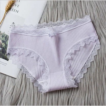 Culotte seamless coton dentelle volantée taille basse — S-XL