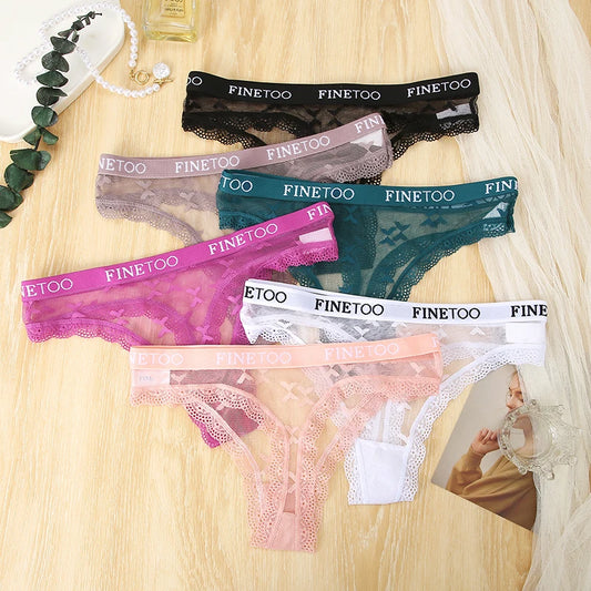 Thong femme dentelle sexy — Taille basse respirant couleur unie