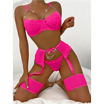 Ensemble Brassiere & Culotte Dentelle avec Jarretières - S-XL - Nos Petits KIFF