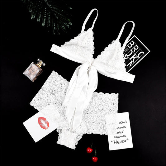 Ensemble Lingerie Push-Up Dentelle avec Jarretières - S à 3XL - Nos Petits KIFF