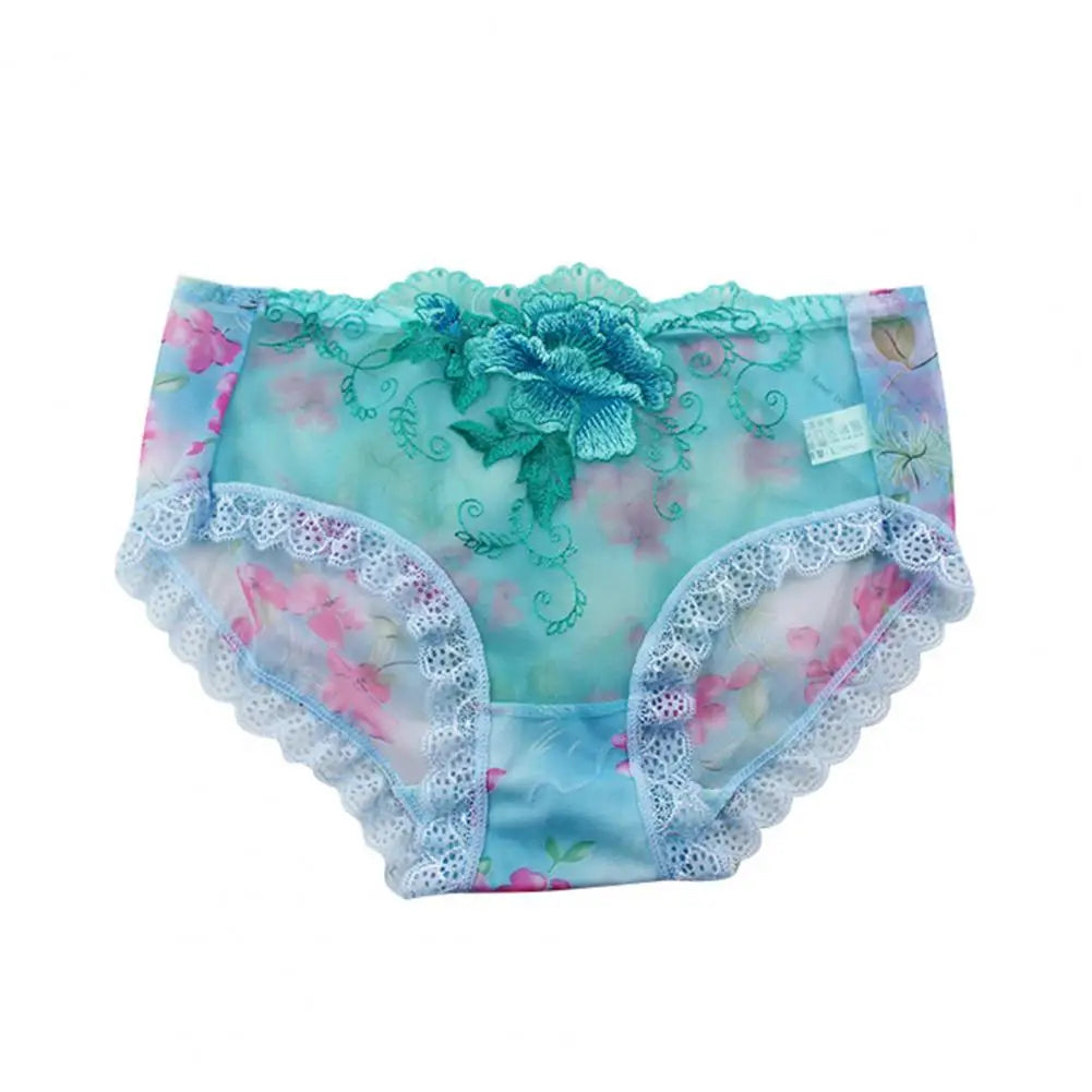 Culotte Dentelle Florale Brodée — Taille Mi-Haute M-XL