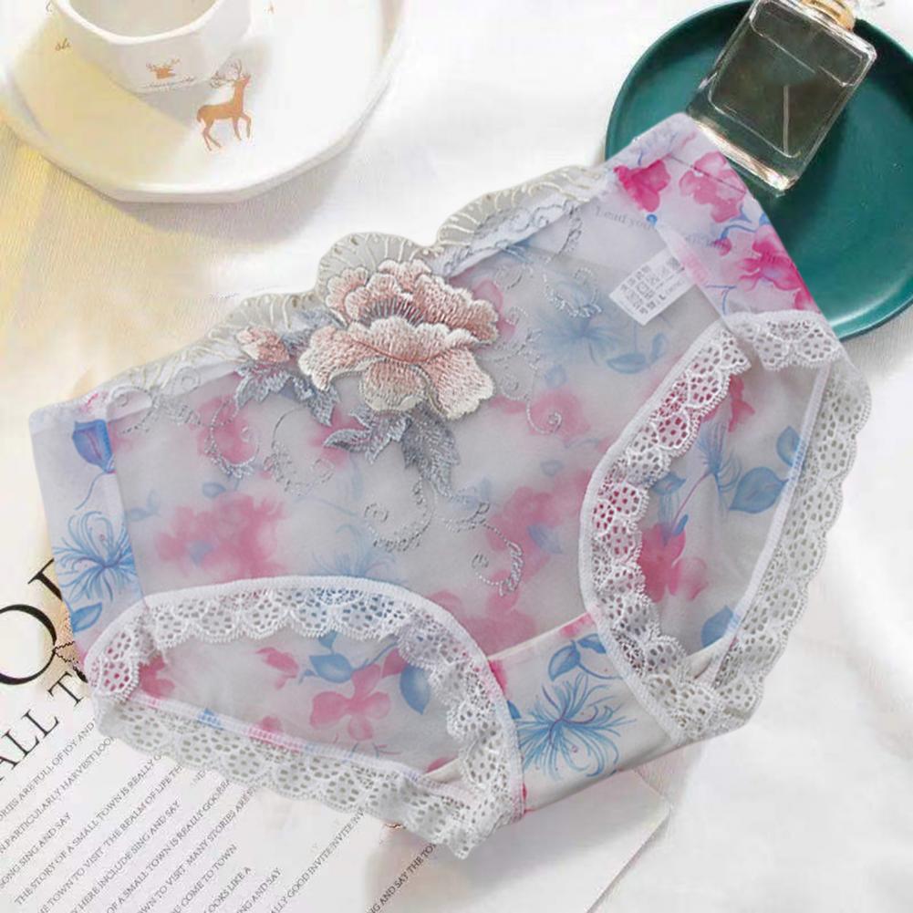 Culotte Dentelle Florale Brodée — Taille Mi-Haute M-XL