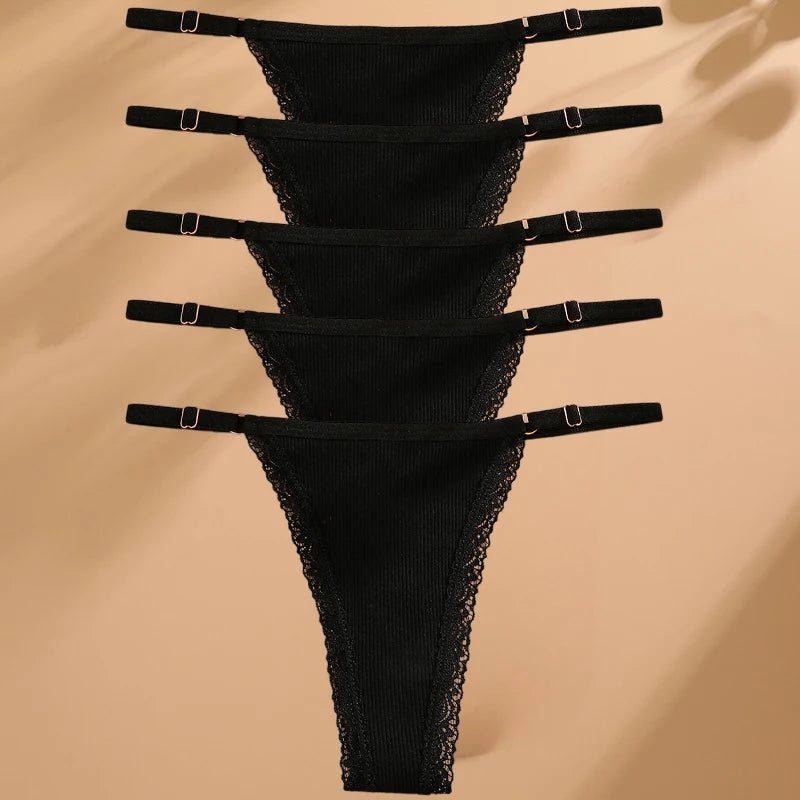 Lot 5 G-Strings Coton T-Back - Taille Ajustable M-XXL - Nos Petits KIFF