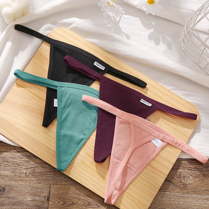 FINETOO 2PCS/Set Sexy M-XL Women Cotton G-String Underwear Low Waist Panties Femme Panties Underpant Girl T-back Thong Lingerie