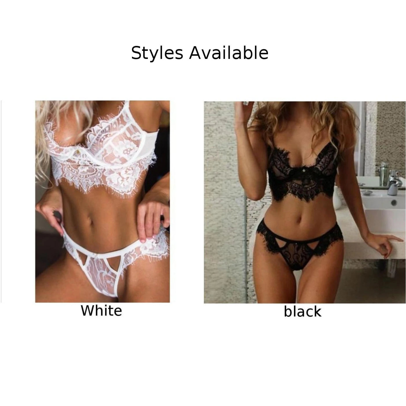 Ensemble sleepwear dentelle bra + culotte — Toutes saisons