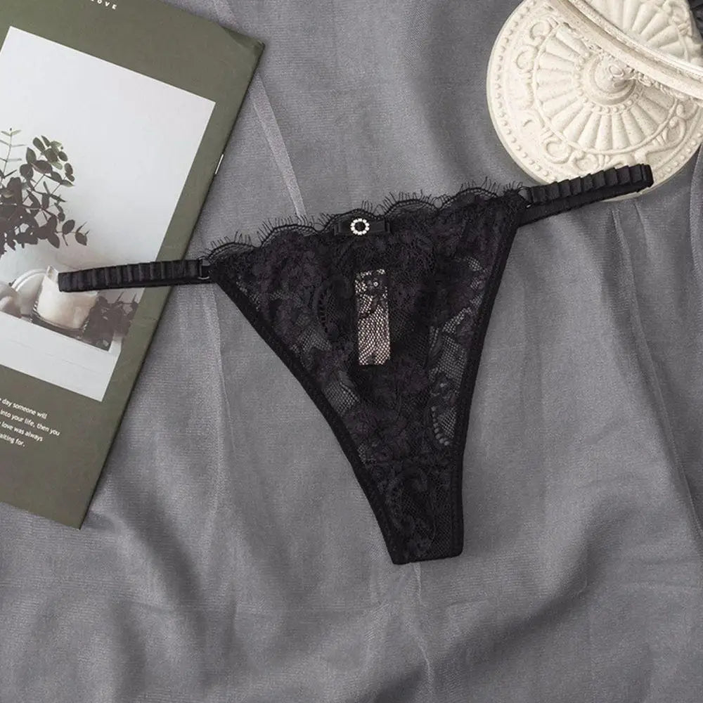 G-String Femme Dentelle Transparente Sexy - Entrejambe Coton - Nos Petits KIFF