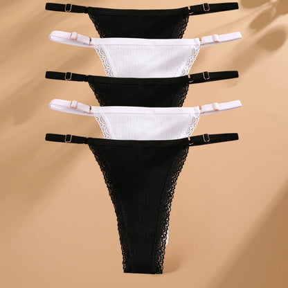 Lot 5 G-Strings Coton T-Back - Taille Ajustable M-XXL - Nos Petits KIFF