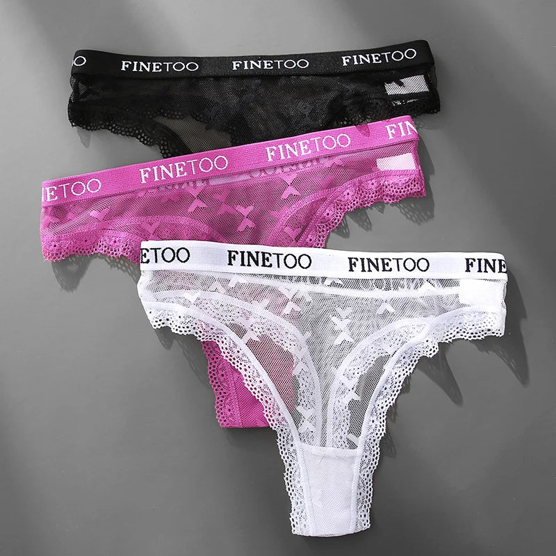 Thong femme dentelle sexy — Taille basse respirant couleur unie