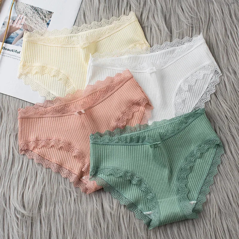 Culotte seamless coton dentelle volantée taille basse — S-XL