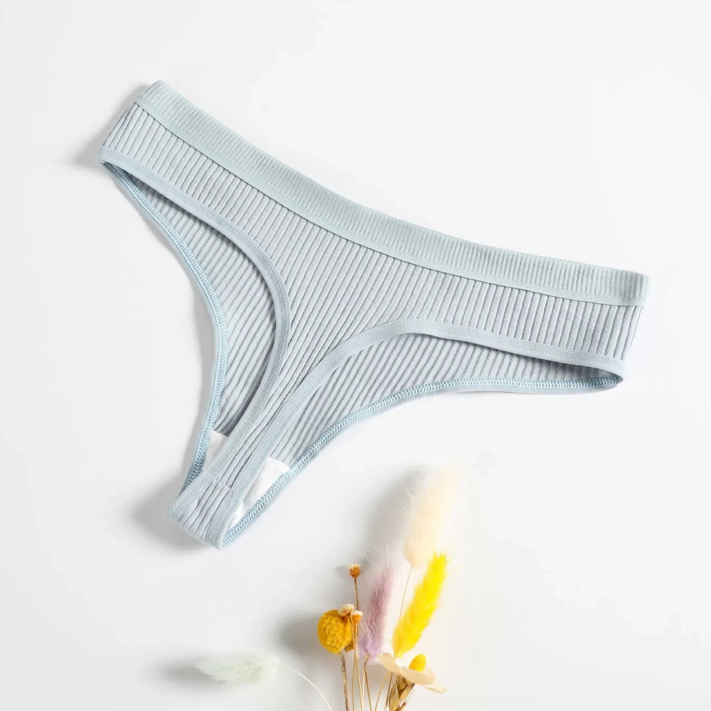 Tanga G-string femme coton — Taille basse respirant couleur unie