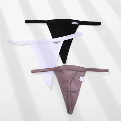 FINETOO 2PCS/Set Sexy M-XL Women Cotton G-String Underwear Low Waist Panties Femme Panties Underpant Girl T-back Thong Lingerie
