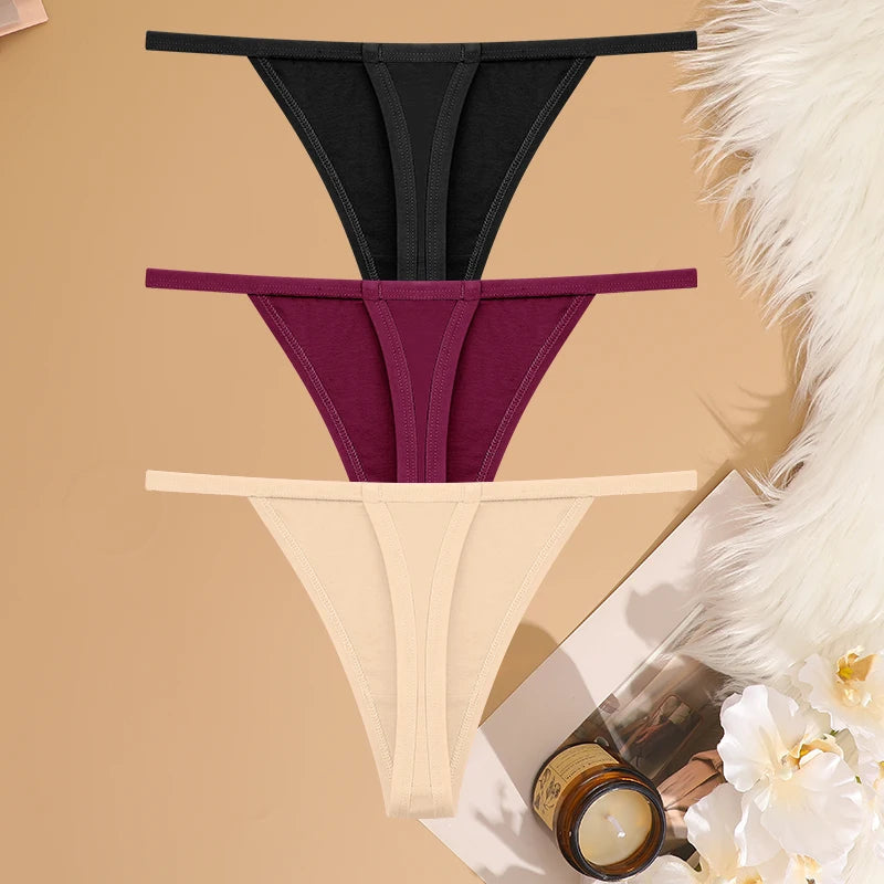 Lot 3 G-Strings Coton Taille Basse FINETOO - S à XL - Nos Petits KIFF