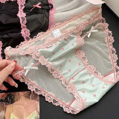 Culotte femme dentelle & ice silk — Mi-taille sans coutures