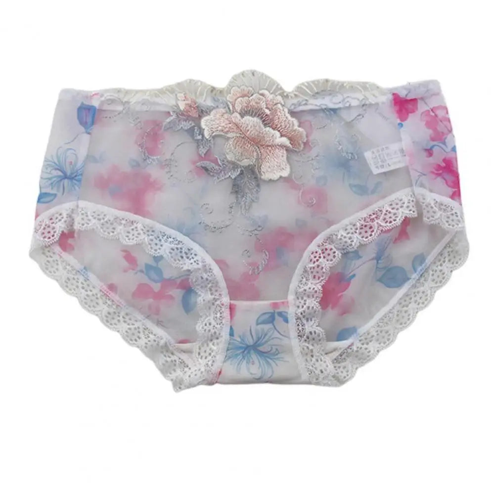 Culotte Dentelle Florale Brodée — Taille Mi-Haute M-XL