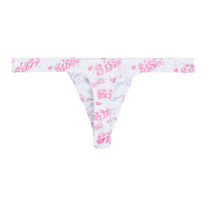 Men's Low-Rise G-String Briefs, Male Gay Sissy Panties Underwear, Soft Shiny Satin, Men's Ruffled Thong Underpants, Sexy Lingerie