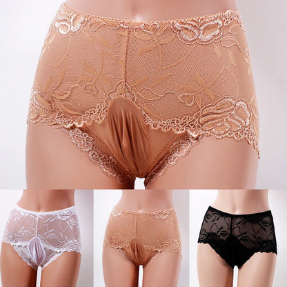 Slip lingerie sissy femme poche haute elasticite ultra-fin M-XL