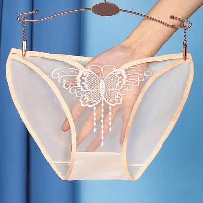 Culotte femme dentelle mesh transparente — Broderie papillon
