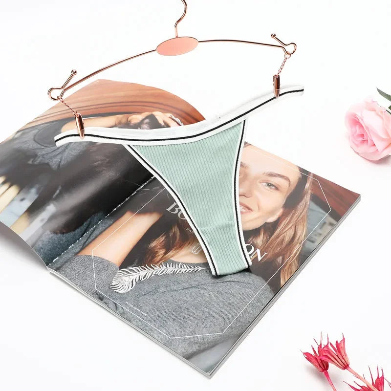 Thong coton seamless taille basse couleur unie — S-XL