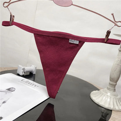FINETOO 2PCS/Set Sexy M-XL Women Cotton G-String Underwear Low Waist Panties Femme Panties Underpant Girl T-back Thong Lingerie