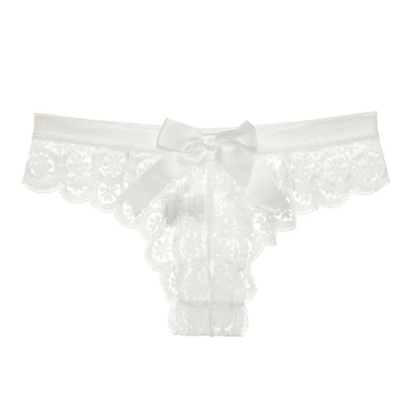 Tanga dentelle papillon transparent taille basse — S-XL
