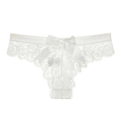 Tanga dentelle papillon transparent taille basse — S-XL