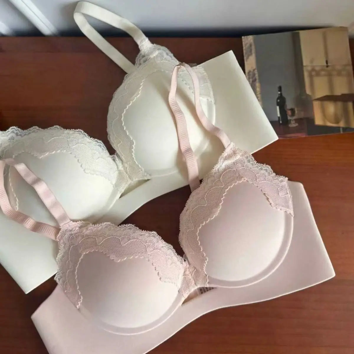 Lingerie for girls in the French style - gathers to show off large, delicate lace - comfortable bra