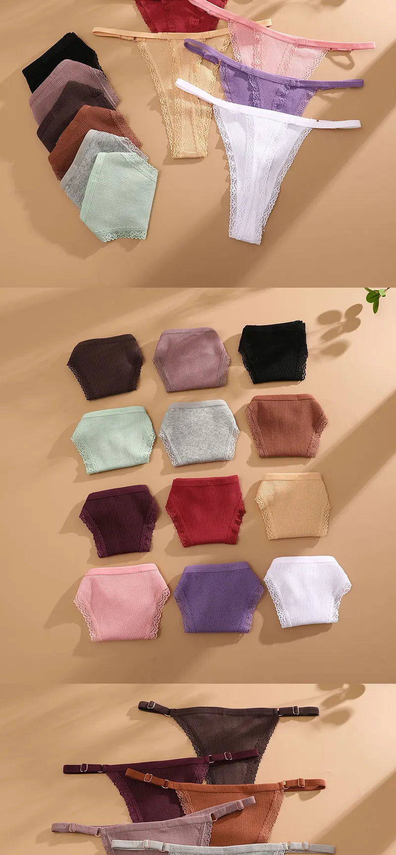 Lot 5 G-Strings Coton T-Back - Taille Ajustable M-XXL - Nos Petits KIFF