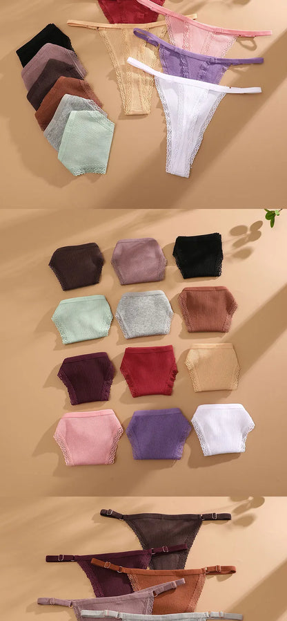 Lot 5 G-Strings Coton T-Back - Taille Ajustable M-XXL - Nos Petits KIFF