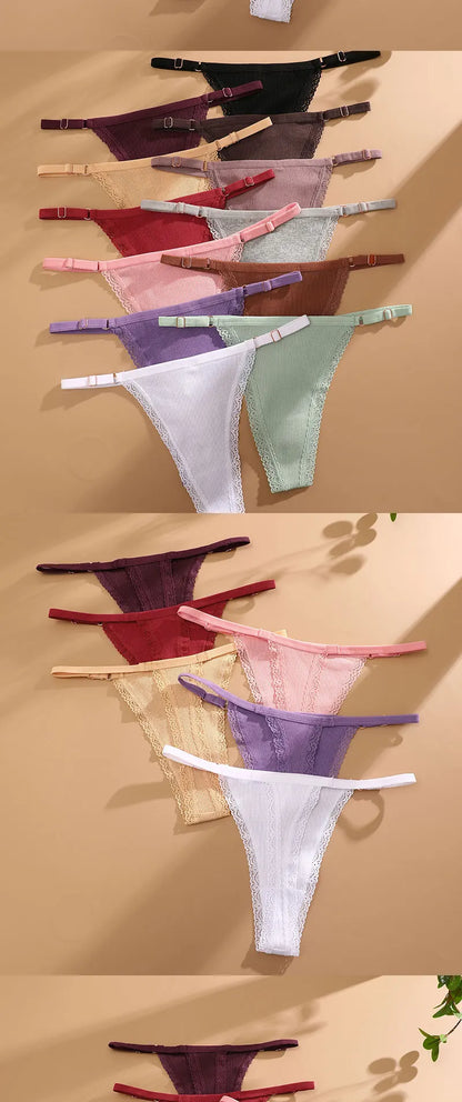Lot 5 G-Strings Coton T-Back - Taille Ajustable M-XXL - Nos Petits KIFF