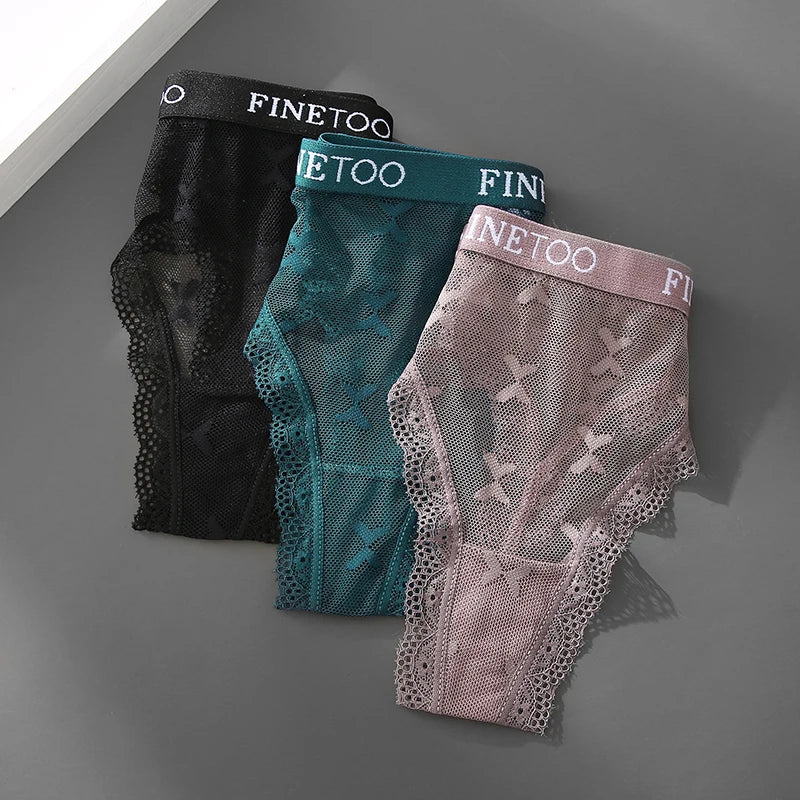 Thong femme dentelle sexy — Taille basse respirant couleur unie