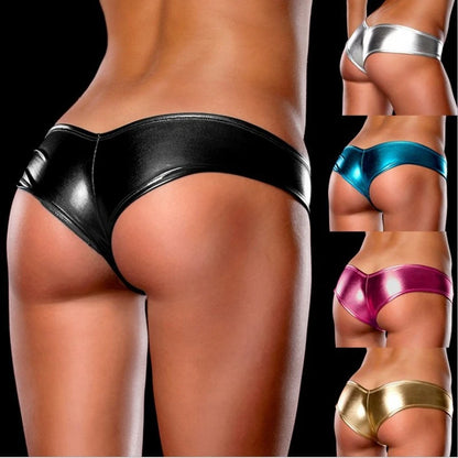 Culotte lingerie simili cuir taille basse G-string — S-XL