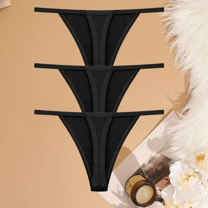 Lot 3 G-Strings Coton Taille Basse FINETOO - S à XL - Nos Petits KIFF
