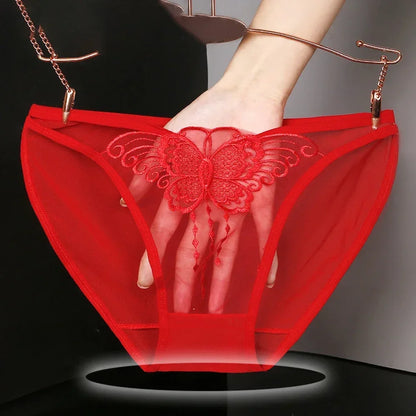 Culotte femme dentelle mesh transparente — Broderie papillon
